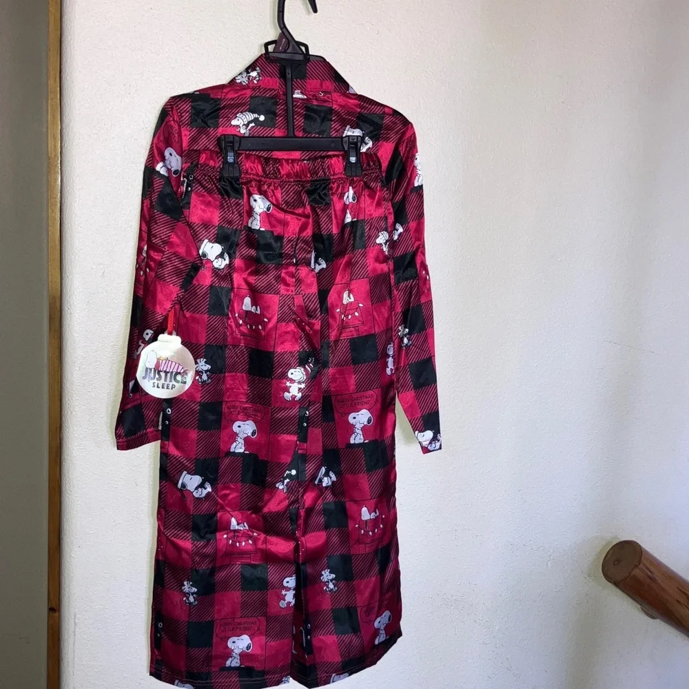 Justice Red and Black‎ Snoopy Pajama Set Long Sleeve and Pants NWT Size M 10
